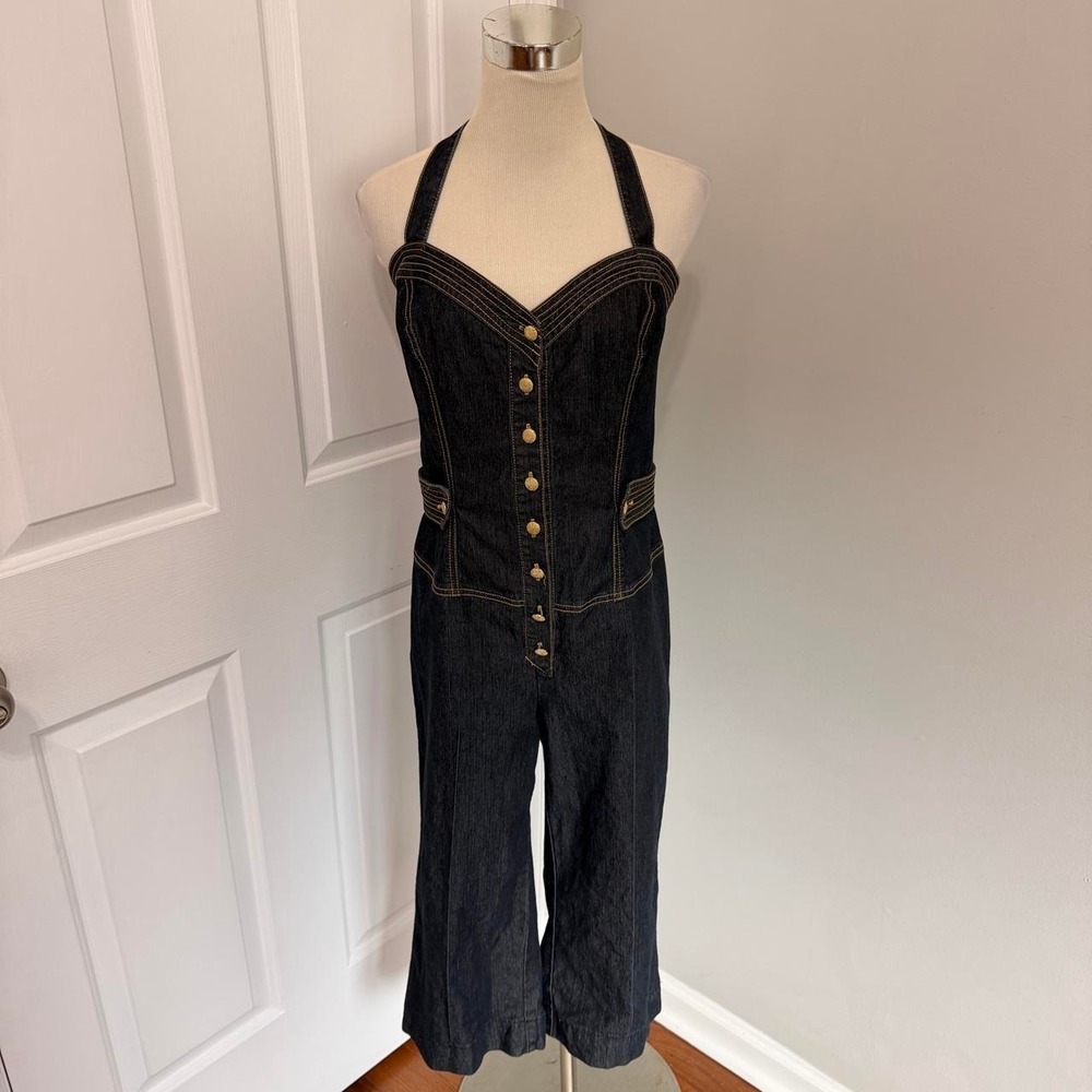 Y2K DARKWASH BISOU BISOU DENIM CAPRI JUMPSUIT